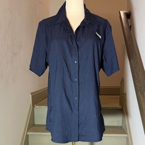 Columbia Navy Short Sleeve Camp Shirt